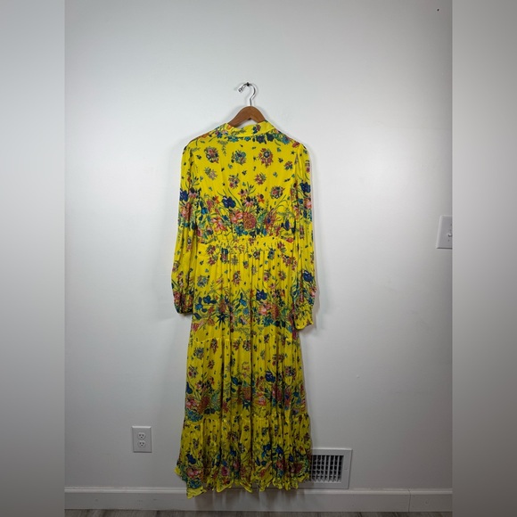 Boden Yellow Occasion Maxi Shirt Floral Prairie Dress - Picture 10 of 13